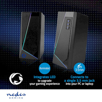GSPR31020BK Gaming speaker | speaker-kanalen: 2.0 | usb gevoed | 3,5 mm male | 18 w | led | volumebediening Product foto