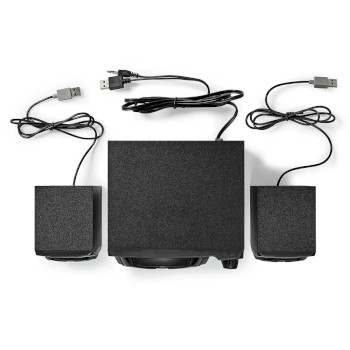 GSPR31021BK Gaming speaker | speaker-kanalen: 2.1 | usb gevoed | 3,5 mm male | 33 w | led | volumebediening Inhoud verpakking foto