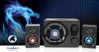 GSPR41021BK Gaming speaker | speaker-kanalen: 2.1 | netvoeding | 3,5 mm male | 75 w | led | volumebediening Product foto
