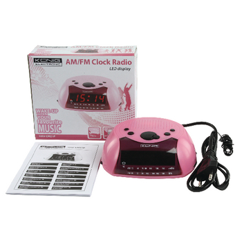 HAV-CR21P Wekkerradio fm / am roze Inhoud verpakking foto