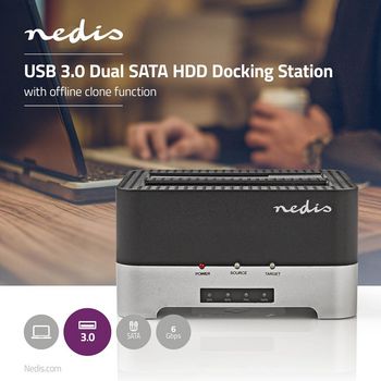 HDDUDB3300BK Docking station voor harde schijf | usb3.0 | usb type-a | 2 schijven | 2.5 / 3.5 \