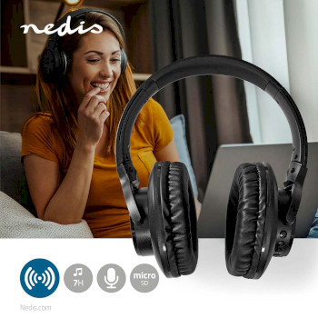 HPBT1202BK Draadloze over-ear koptelefoon | maximale batterijduur: 7 uur | ingebouwde microfoon | drukbediening Product foto