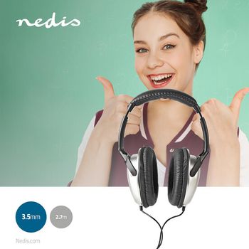 HPWD1200BK Bedrade over-ear koptelefoon | 3,5 mm | kabellengte: 2.70 m | volumebediening | zilver / zwart Product foto
