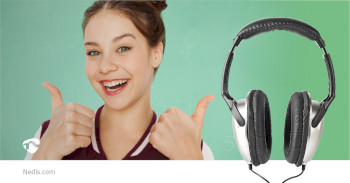 HPWD1200BK Bedrade over-ear koptelefoon | kabellengte: 2.70 m | volumebediening | zilver / zwart Product foto