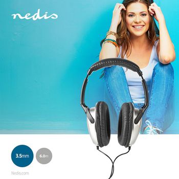 HPWD1201BK Bedrade over-ear koptelefoon | kabellengte: 6.00 m | volumebediening | zilver / zwart Product foto