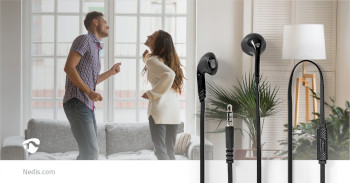 HPWD2021BK Bedrade koptelefoon | 3,5 mm | kabellengte: 1.20 m | ingebouwde microfoon | volumebediening | zwart Product foto