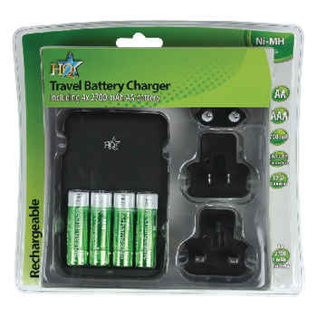 HQ-CH04-27 Batterij reislader inclusief 4xaa 2700 mah batterijen Verpakking foto