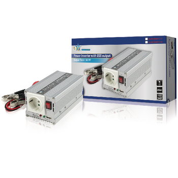 HQ-INV300WU-24 Inverter gemodificeerde sinusgolf 24 vdc - ac 230 v 300 w f (cee 7/3) / usb Verpakking foto