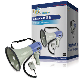 HQ-MEGAPHONE35 Megafoon 25 w ontkoppelbare microfoon wit/blauw