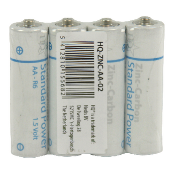 HQ-ZNC-AA-02 Zink-koolstof batterij aa 1.5 v 4-shrink pack