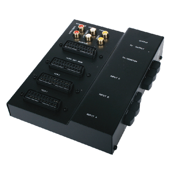HQSS0054 Scart schakelaar 3x scart female - scart female + 2x rca female zwart Product foto