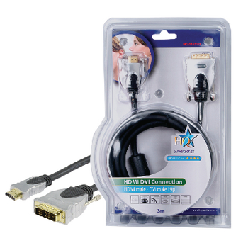 HQSS5551/3 High speed hdmi kabel hdmi-connector - dvi-d 18+1-pins male 3.00 m donkergrijs Verpakking foto