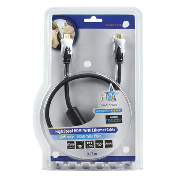 HQSS5560-0.75 High speed hdmi kabel met ethernet hdmi-connector - hdmi-connector 0.75 m donkergrijs Verpakking foto