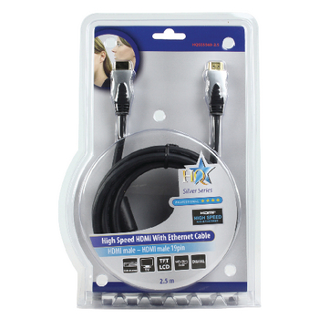 HQSS5560-2.5 High speed hdmi kabel met ethernet hdmi-connector - hdmi-connector 2.50 m donkergrijs Verpakking foto