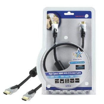 HQSS5560-0.75 High speed hdmi kabel met ethernet hdmi-connector - hdmi-connector 0.75 m donkergrijs Verpakking foto