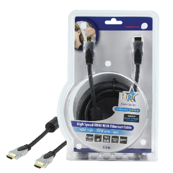 HQSS5560-5.0 High speed hdmi kabel met ethernet hdmi-connector - hdmi-connector 5.00 m donkergrijs