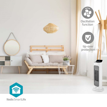 HTFA20WTW Smartlife keramische ptc-ventilatorkachel | wi-fi | 2000 w | 2 warmte standen | zwenkfunctie | displ Product foto