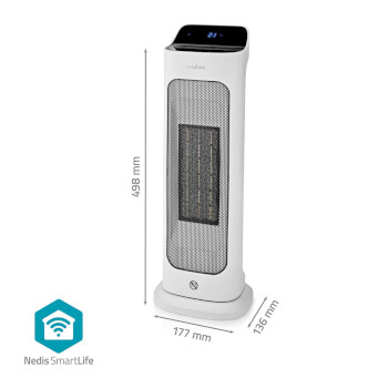 HTFA20WTW Smartlife keramische ptc-ventilatorkachel | wi-fi | 2000 w | 2 warmte standen | zwenkfunctie | displ Product foto