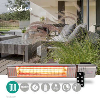 HTPA30ESS Patio verwarmer | 2000 w | 9 warmte standen | wandmontage | ip65 | aluminium Product foto