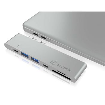 IB-DK4037-2C Dockingstation macbook pro 5-poorts zilver In gebruik foto