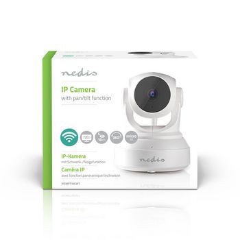 IPCMPT10CWT Wi-fi ip-camera | hd 720p | nachtzicht: 10 m | netvoeding | kijkhoek: 56 ° | abs | wit / zwart Verpakking foto