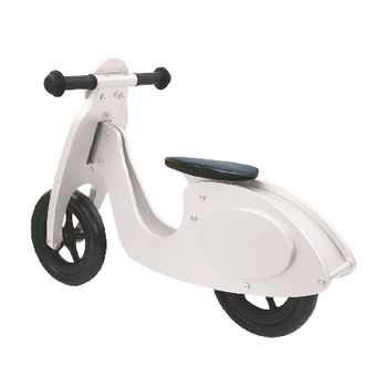 JAM-460230 Loopfiets wit/zwart houten scooter Product foto