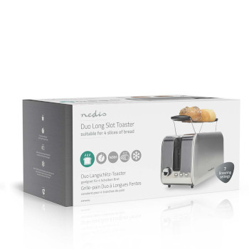 KABT400AL Broodrooster | 4 sneetjes brood | 2 lange sleuven | bruining niveaus: 7 | ontdooifunctie | aluminium Verpakking foto