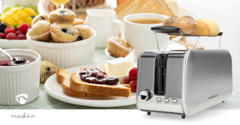 KABT400AL Broodrooster | 4 sneetjes brood | 2 lange sleuven | bruining niveaus: 7 | ontdooifunctie | aluminium Product foto