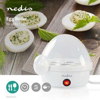 KAEB110EWT Eierkoker | 7 eieren | maatbeker | waarschuwingssignaal | automatische uitschakeling | wit Product foto