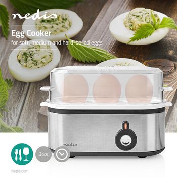 KAEB120EAL Eierkoker | 3 eieren | maatbeker | aluminium / zwart Product foto