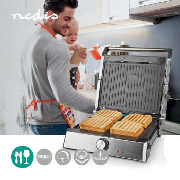 KAGR151FSR Contact grill | 2000 w | 29 x 23 cm | regelbare temperatuur | kunststof / roestvrij staal Product foto