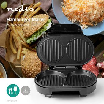 KAHM100BK Hamburgermaker | 1000 w | 23.5 x 10.5 cm | automatische temperatuurregeling | kunststof / metaal Product foto