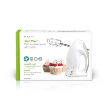 KAHM100CWT Handmixer | 200 w | 5-snelheden | turbo-functie | 2 deeghaken / 2 kloppers | grijs / wit  foto