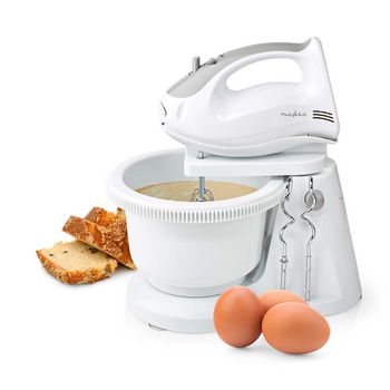 KAHM110CWT Handmixer | 200 w | 5-snelheden | turbo-functie | draaikom / 2 deeghaken / 2 kloppers | grijs / wit Product foto