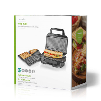KAMG110FBK Multi grill | grill / sandwich / waffle | 700 w | 22 x 12.5 cm | automatische temperatuurregeling |  Verpakking foto