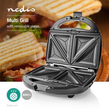 KARP100BK Multi grill | grill / sandwich / waffle | 800 w | 21.5 x 12 cm | automatische temperatuurregeling |  Product foto