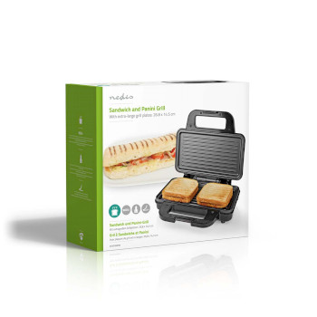 KASG100FBK Sandwich maker | 900 w | 26.8 x 14.5 cm | automatische temperatuurregeling | aluminium / kunststof Verpakking foto