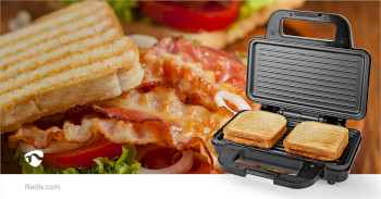KASG100FBK Sandwich maker | 900 w | 26.8 x 14.5 cm | automatische temperatuurregeling | aluminium / kunststof Product foto