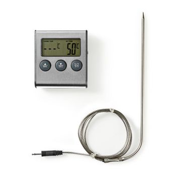 KATH104SS Vleesthermometer | alarm / timer | lcd-scherm | 0 - 250 °c | zilver / zwart Inhoud verpakking foto
