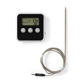 KATH105BK Vleesthermometer | alarm / timer | lcd-scherm | 0 - 250 °c | zilver / zwart Inhoud verpakking foto