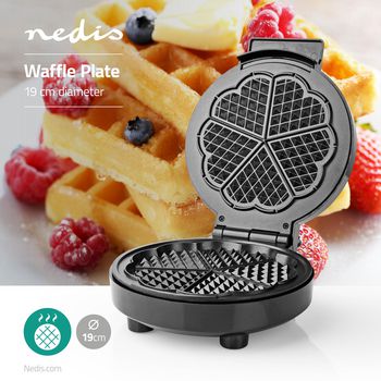 KAWP100BK Wafelijzer | 5 heart shaped waffles | 19 cm | 1000 w | automatische temperatuurregeling | aluminium  Product foto