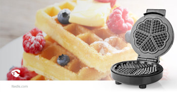 KAWP100BK Wafelijzer | 5 heart shaped waffles | 19 cm | 1000 w | automatische temperatuurregeling | aluminium  Product foto