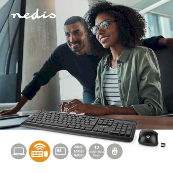 KBMCW100BKBE Muis en toetsenbord - set | draadloos | muis- en toetsenbordverbinding: usb | 800 / 1200 / 1600 dpi  Product foto