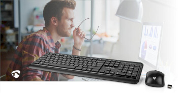 KBMCW100BKIT Muis en toetsenbord - set | draadloos | muis- en toetsenbordverbinding: usb | 800 / 1200 / 1600 dpi  Product foto