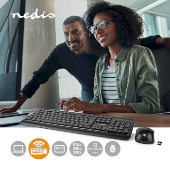 KBMCW100BKND Muis en toetsenbord - set | draadloos | muis- en toetsenbordverbinding: usb | 800 / 1200 / 1600 dpi  Product foto