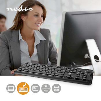KBMU200BKDE Bedraad toetsenbord | usb-a | multimedia | qwertz | duits | numeriek toetsenbord Product foto