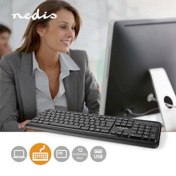 KBMU200BKFR Bedraad toetsenbord | usb-a | multimedia | azerty | frans | numeriek toetsenbord Product foto