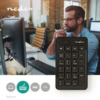KBNM100BK Bedraad toetsenbord | usb-a | kantoor | enkelhandig | nummeriek | numeriek toetsenbord Product foto
