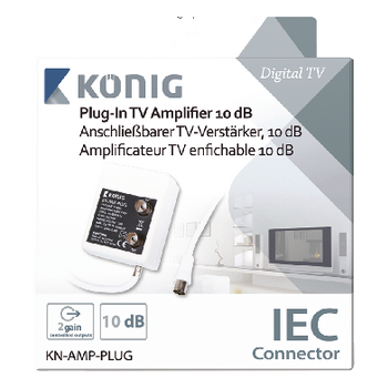 KN-AMP-PLUG Catv plug-in versterker 10 db 2 uitgangen Verpakking foto