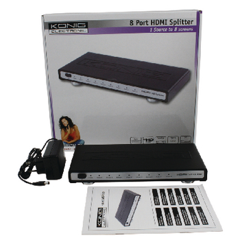 KN-HDMISPL30 Hdmi splitter hdmi-ingang - 8x hdmi-uitgang zwart In gebruik foto